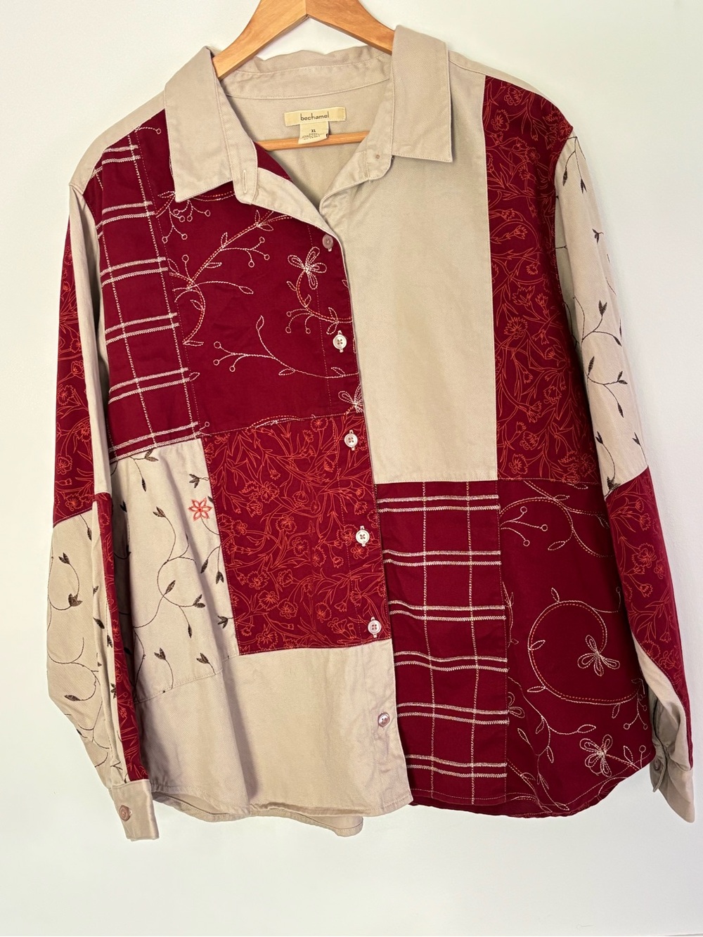Bechamel Women’s Vintage Floral Patchwork Button Up Shirt XL Country Cowgirl